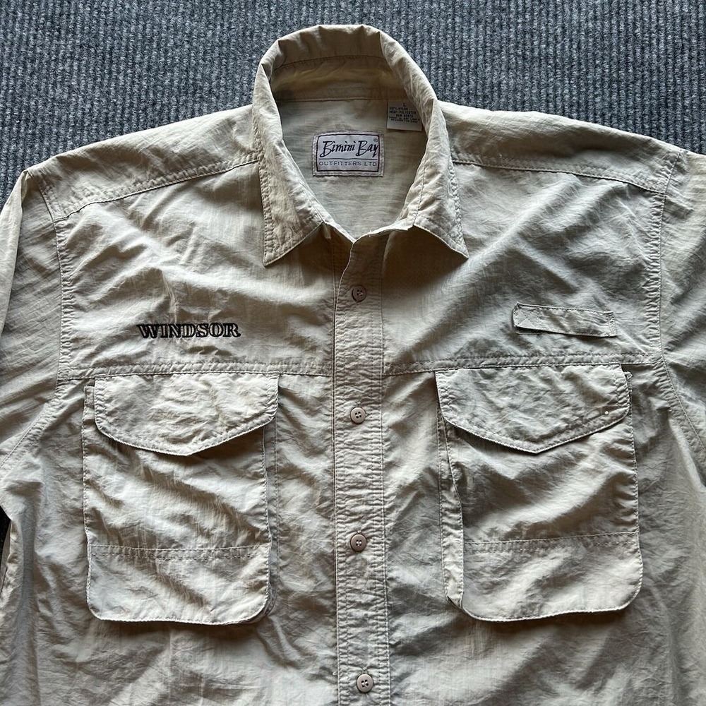 Bimini Bay Outfitters Mens L Long Sleeve Vented Fishing Shirt Khaki Windsor